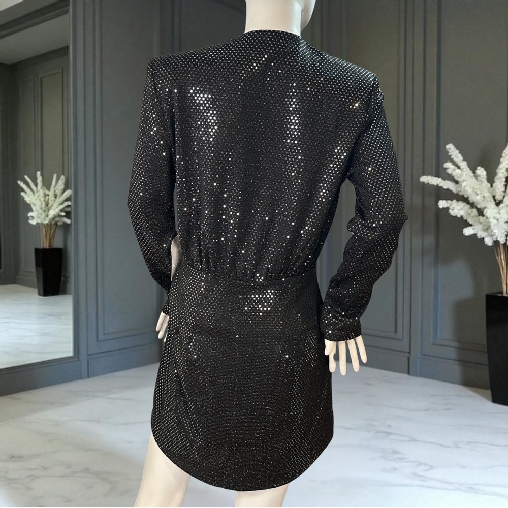 Dear John Pamela Women's Black Sequin Long Sleeve Mini Dress Size Small NWT! - Picture 4 of 4